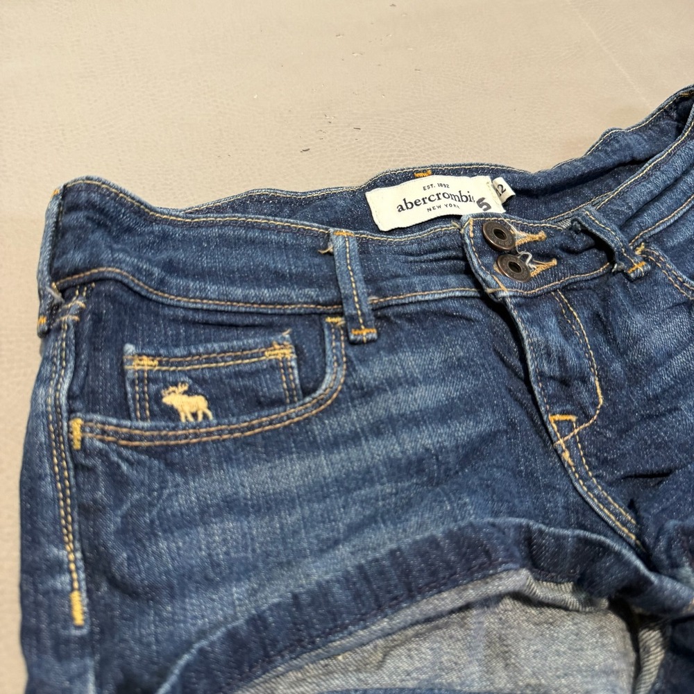 Abercrombie Kids Dark Wash Low Rise Micro Mini Y2K Denim Booty Short-00/24-6631 - Picture 3 of 8